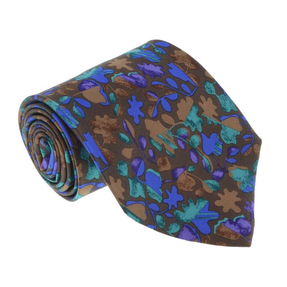Missoni U1444 Brown/Blue Floral 100% Silk Tie